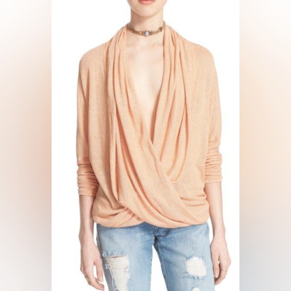 Free People Sheila Hacci  Draped Faux Wrap Pullover Size S